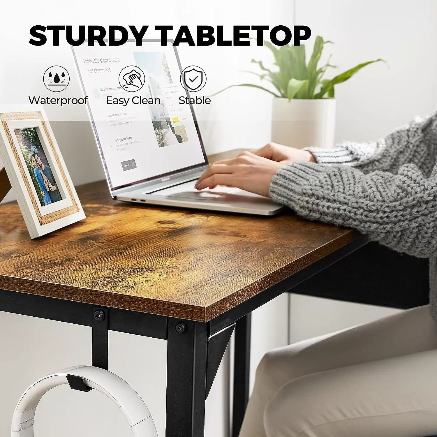 40 Inch Small Computer Desk - Home Office Writing Desk for Small Spaces, Sturdy Simple Study Table, Rustic Brown