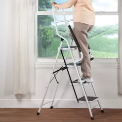 EdMaxwell 4 Step Ladder with Handrails 500 lb Capacity Step Stool Folding Portable Ladders