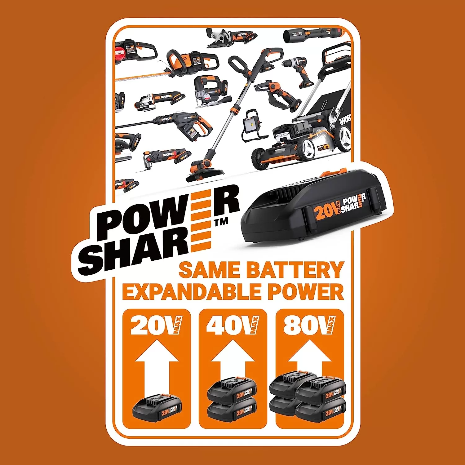 WORX WG252.9 20V Power Share 2-in-1 20" Cordless Hedge Trimmer (Tool Only)