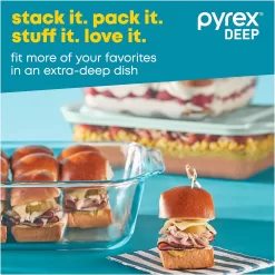 Pyrex Deep Baking Dish Set (6-Piece, BPA-Free Lids)