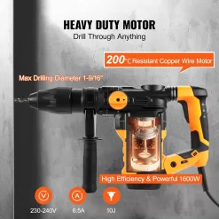 VEVOR 1-9/16 Inch SDS-Max Rotary Hammer Drill, 13Amp Corded Drills