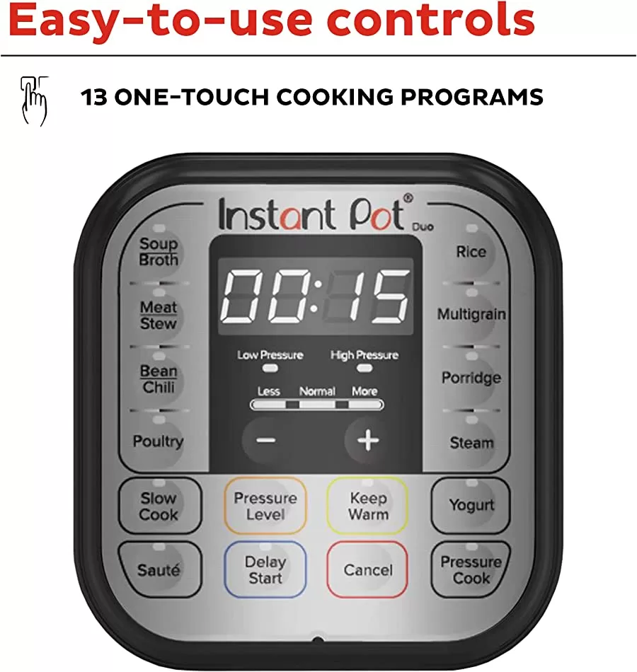 Instant Pot Duo 7-in-1 Electric Pressure Cooker, Slow Cooker, Rice Cooker, Steamer, Sauté, Yogurt Maker, Warmer & Sterilizer, Stainless Steel, 6 Quart