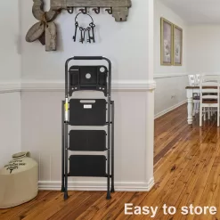 HBTower 3 Step Ladder with Tool Tray, Folding Step Stool with Wide Non-Slip Pedal and Comfort Handgrip, Black