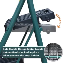 4 Step Ladder, HBTower Folding Step Stool with Tool Platform, Wide Anti-Slip Pedal
