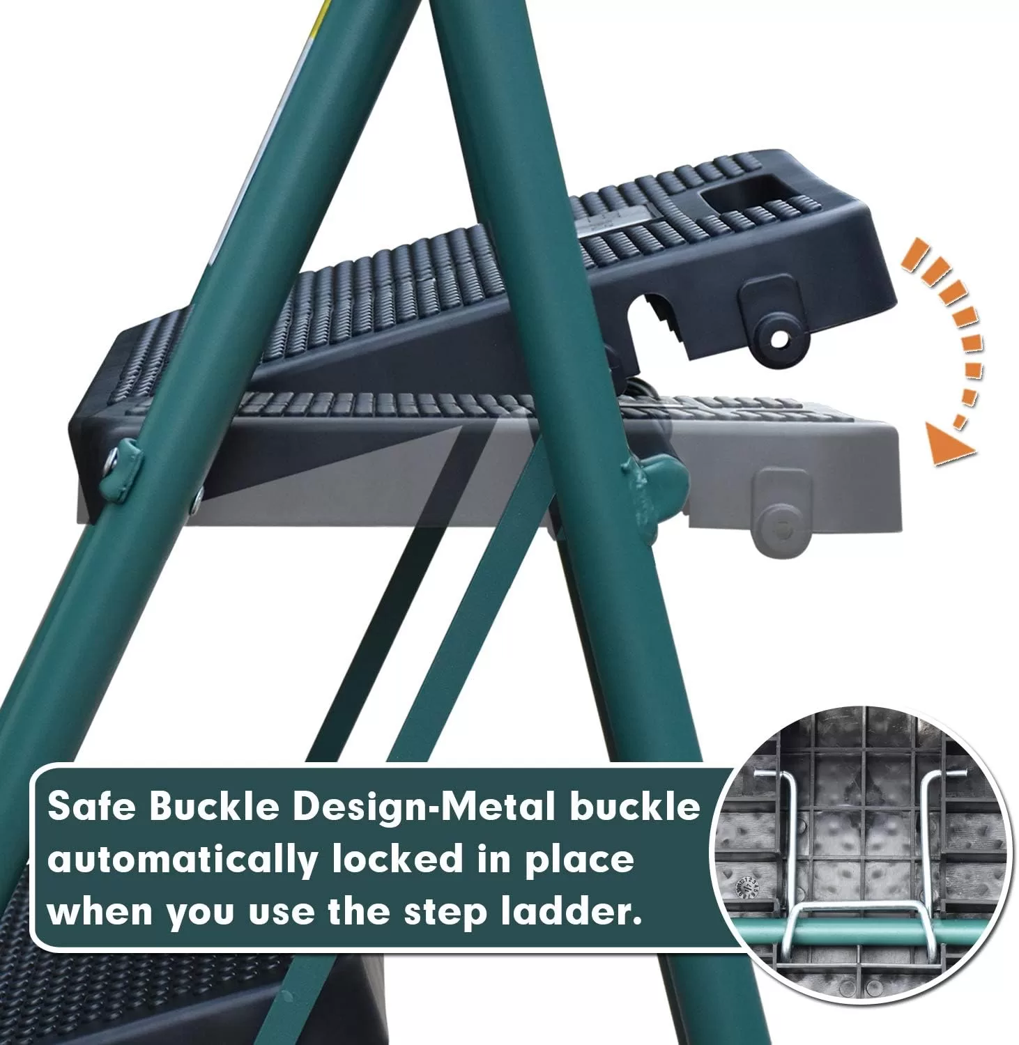 4 Step Ladder, HBTower Folding Step Stool with Tool Platform, Wide Anti-Slip Pedal