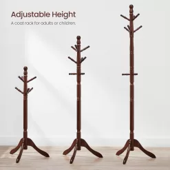 VASAGLE Solid Wood Coat Rack/Stand, Free Standing Hall Coat Tree with 10 Hooks