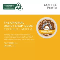 The Original Donut Shop Duos Coconut + Mocha Keurig Single-Serve K-Cup Pods, Medium Roast Coffee, 12 Count (Pack of 6)