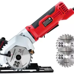 PowerSmart 4 Amp 4-1/2 Inch Mini Circular Saw with 2 Wood Blades and Laser Guide