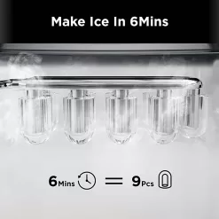 Silonn Ice Makers Countertop, 9 Cubes Ready in 6 Mins, 26lbs in 24Hrs