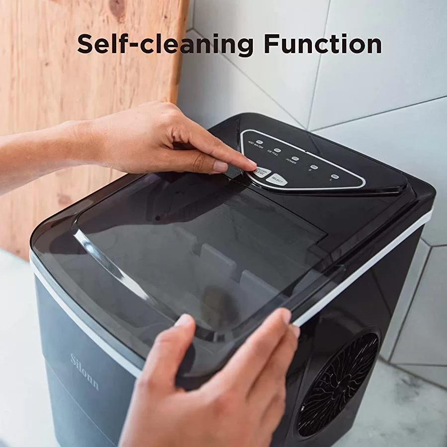 Silonn Ice Makers Countertop, 9 Cubes Ready in 6 Mins, 26lbs in 24Hrs