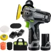 WORKPRO 12V Cordless Polisher, 3" Mini Car Detailing Buffer & Sander Machine Kit