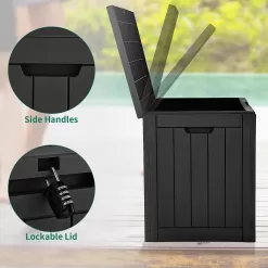 YITAHOME 30 Gallon Deck Box, Outdoor Storage Box (Black)