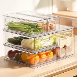 MineSign 4 pack Stackable Refrigerator Organizer Bins Pull-Out Drawers