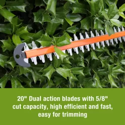 WORKPRO 20V Cordless Hedge Trimmer, 2.0Ah Battery 1 Hour Quick Charger Included