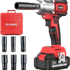 AOBEN 21V Cordless High Torque Impact Wrench 1/2 inch, Powerful Brushless Motor