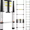 VEVOR Telescoping Ladder, 12.5 FT Aluminum One-Button Retraction Collapsible Extension Ladder