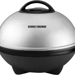 George Foreman, Silver, 12+ Servings Upto 15 Indoor/Outdoor Electric Grill, GGR50B, REGULAR