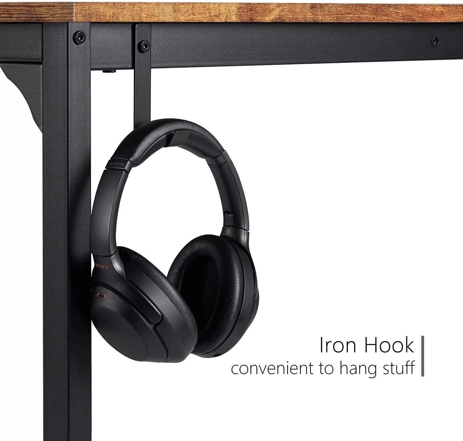 CubiCubi Study Computer Desk 40" Home Office Writing Small Desk, Black Metal Frame, Rustic Brown