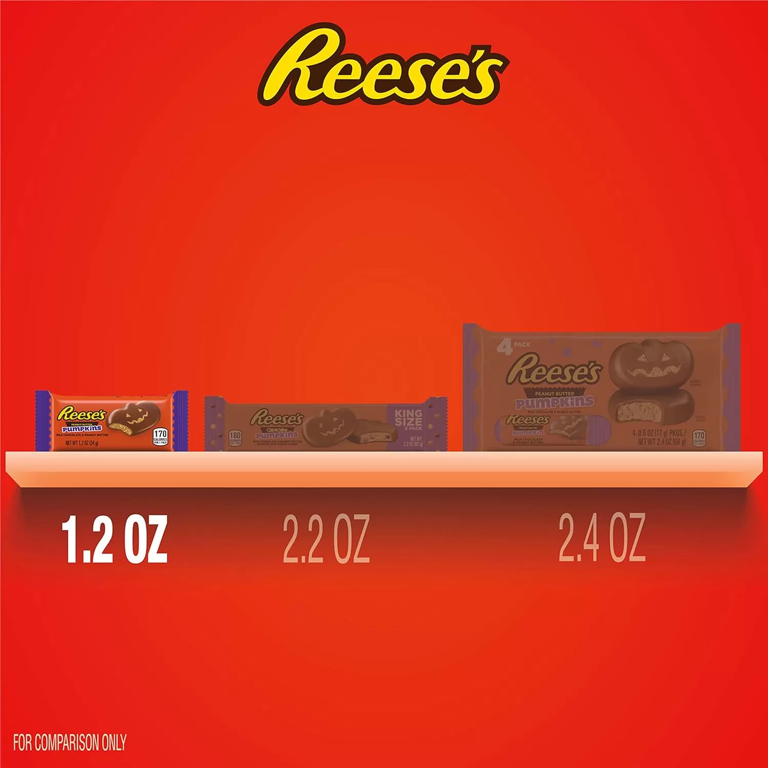 REESE'S Milk Chocolate Peanut Butter Pumpkins, Halloween Candy Packs, 1.2 oz (36 count)