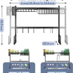 Over The Sink Dish Drying Rack, Adjustable (26.8