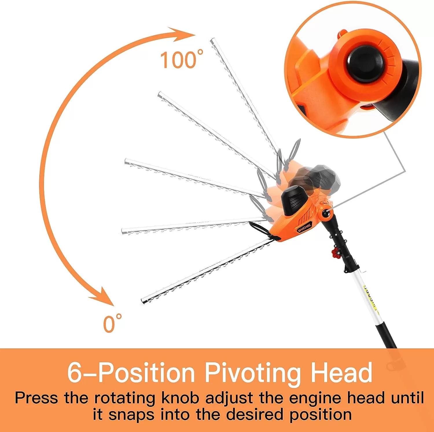 GARCARE Electric Pole Hedge Trimmer, Power Hedge Trimmer, 4.8Amp, 600W, Corded