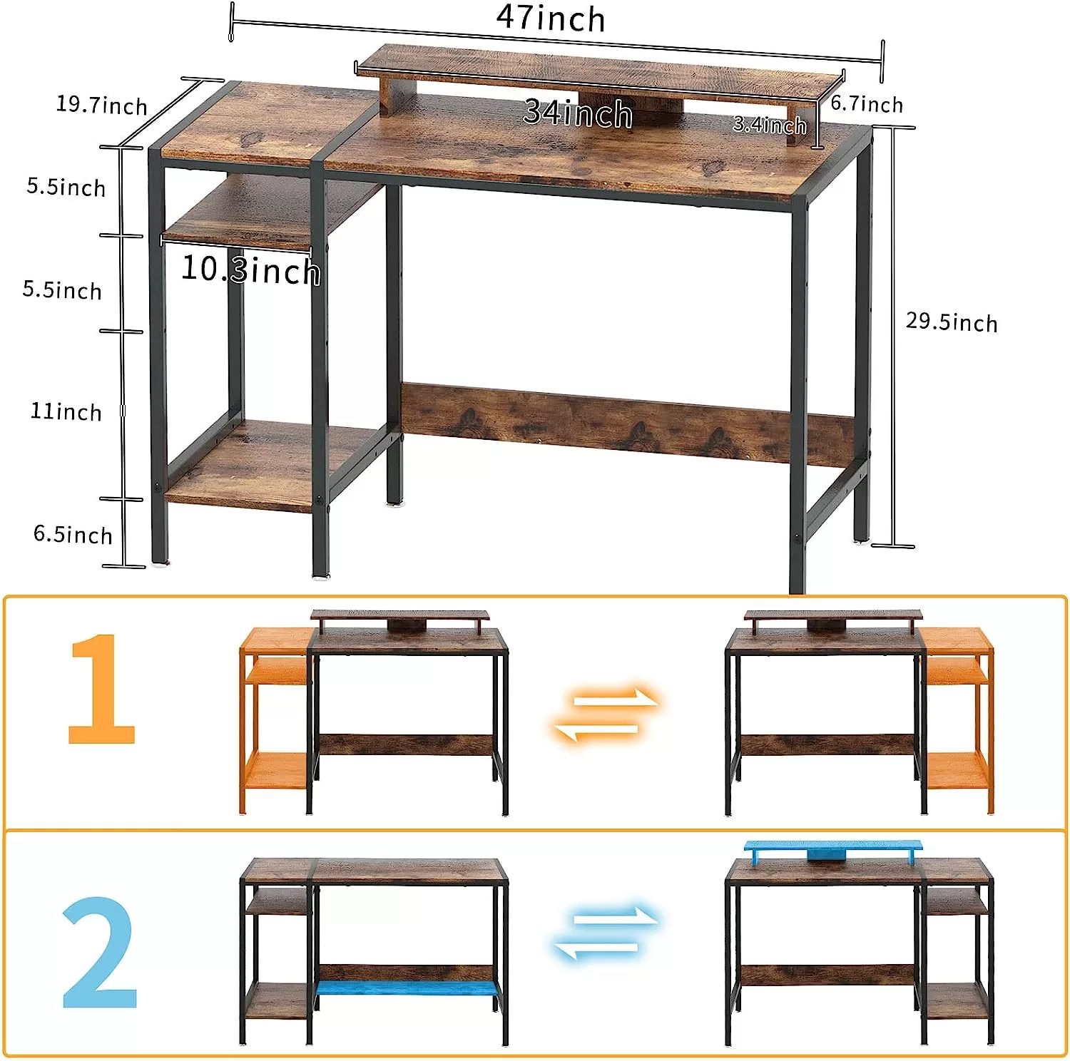MINOSYS Gaming/Computer Desk - 47” Home Office Small Desk