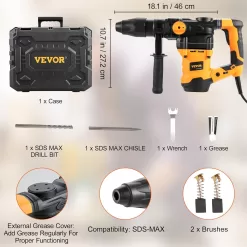 VEVOR 1-9/16 Inch SDS-Max Rotary Hammer Drill, 13Amp Corded Drills