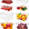 Refrigerator Organizer Bins with Lid, 8 Pack Plastic Freezer Organizer Bins for Freezer, Kitchen, Cabinets