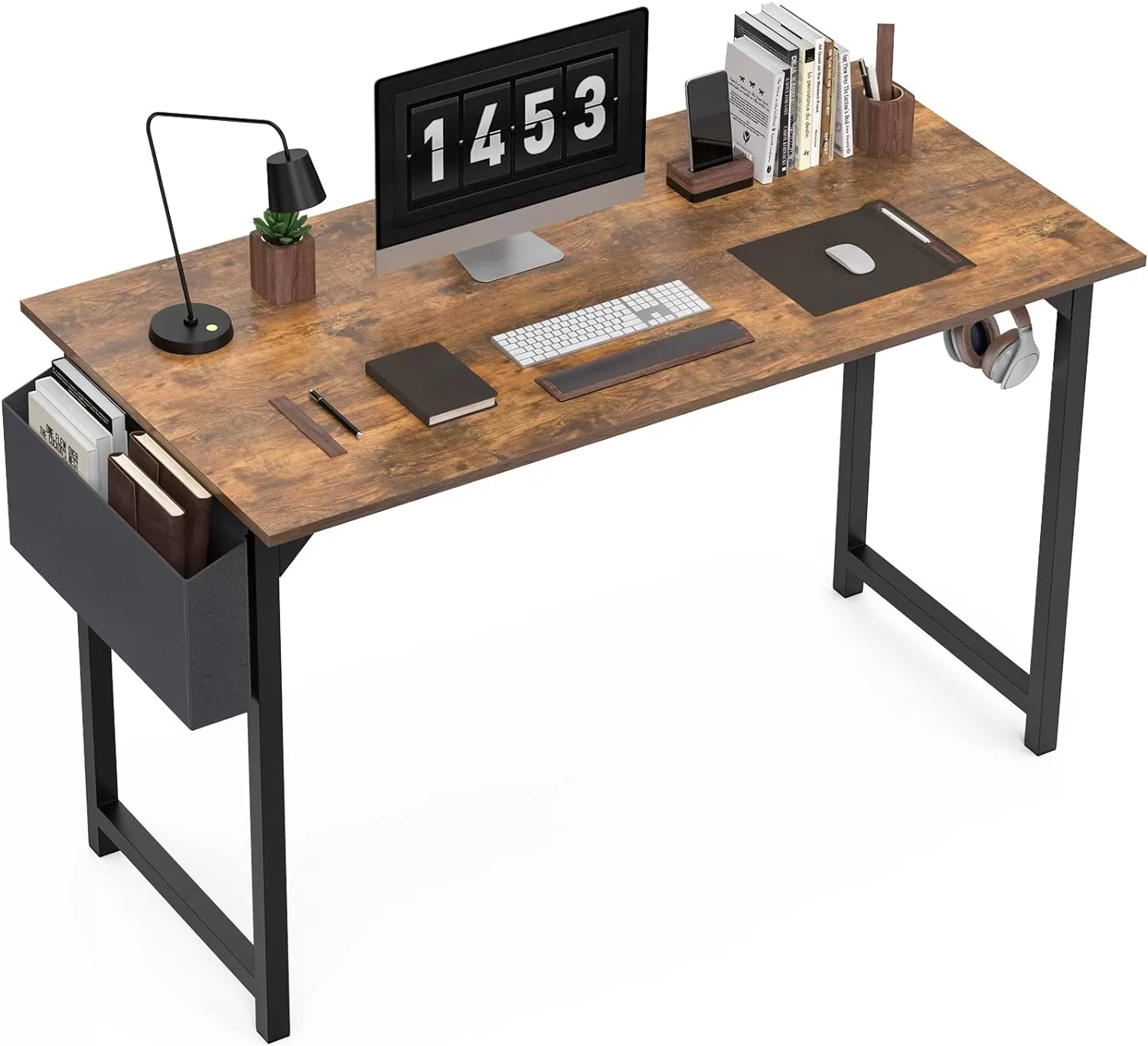 40 Inch Small Computer Desk - Home Office Writing Desk for Small Spaces, Sturdy Simple Study Table, Rustic Brown