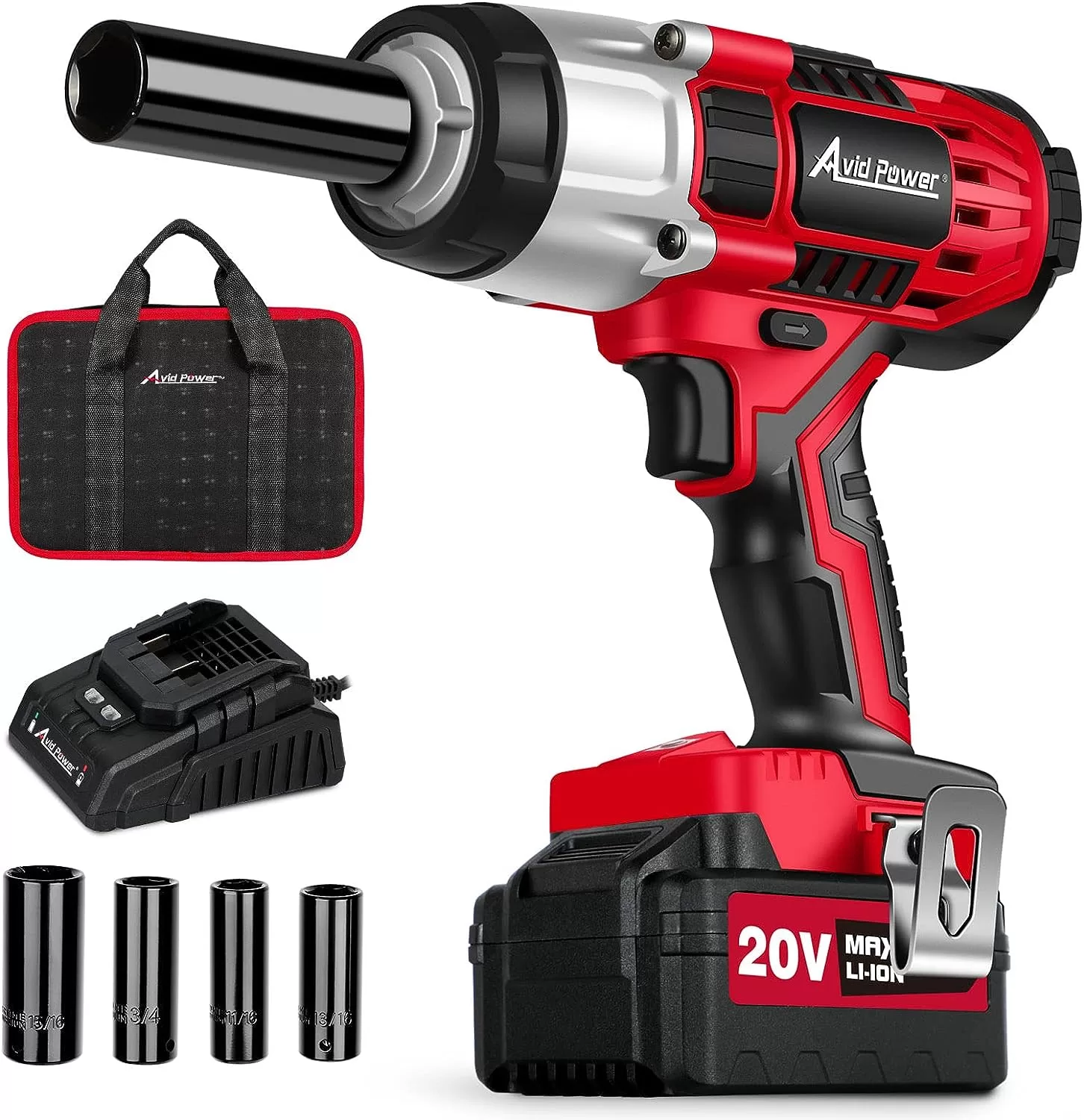 AVID POWER Cordless Impact Wrench, 1/2 Impact Gun w/Max Torque 330 ft lbs (450N.m)