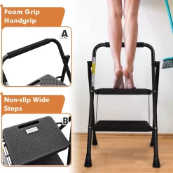 HBTower 2 Step Ladder, 500 lbs Folding Step Stool
