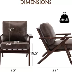 Bonzy Home Mid-Century Modern Accent Chair, Retro Brown