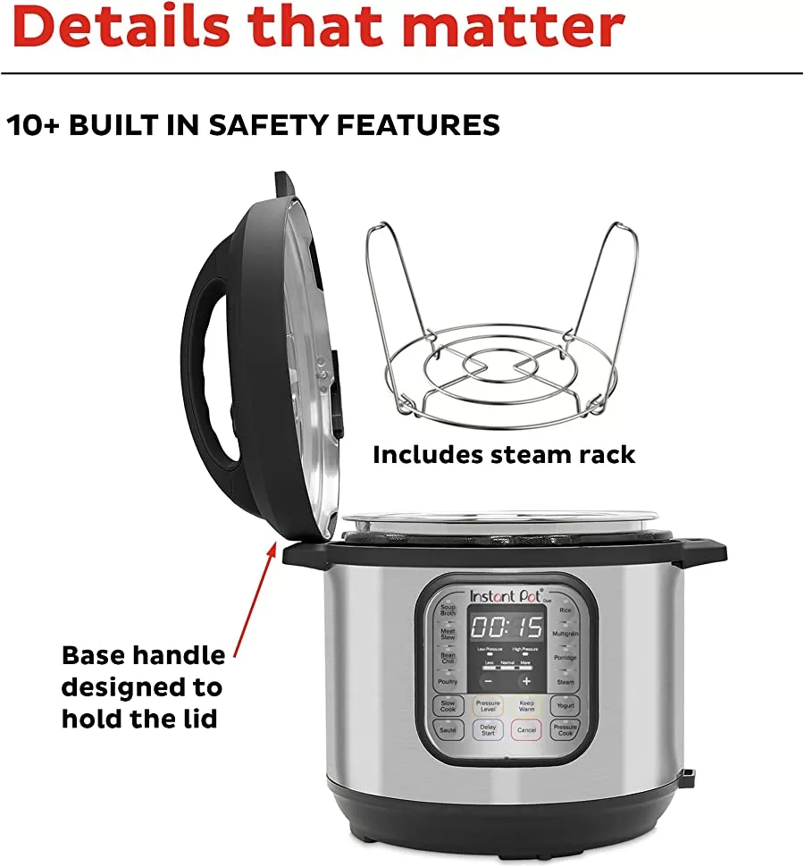 Instant Pot Duo 7-in-1 Electric Pressure Cooker, Slow Cooker, Rice Cooker, Steamer, Sauté, Yogurt Maker, Warmer & Sterilizer, Stainless Steel, 6 Quart