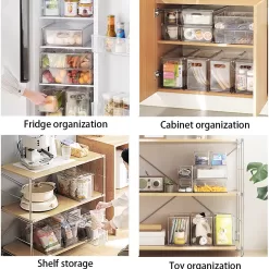MineSign 4 pack Stackable Refrigerator Organizer Bins Pull-Out Drawers