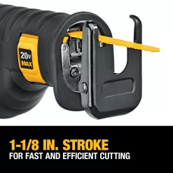 DEWALT 20V MAX Reciprocating Saw, 3,000 Strokes Per Minute, Variable Speed Trigger, Bare Tool Only (DCS380B), Black/Clear