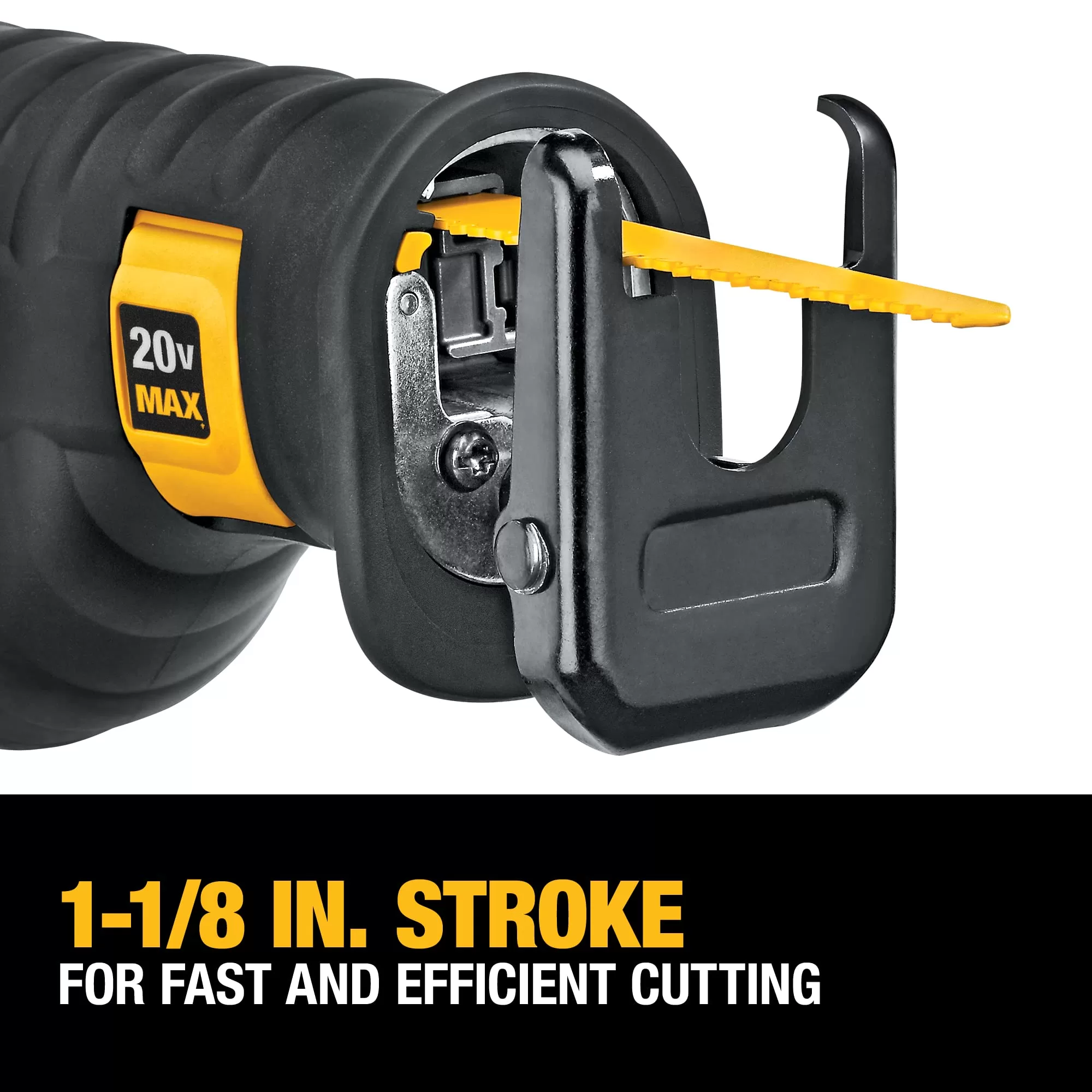 DEWALT 20V MAX Reciprocating Saw, 3,000 Strokes Per Minute, Variable Speed Trigger, Bare Tool Only (DCS380B), Black/Clear