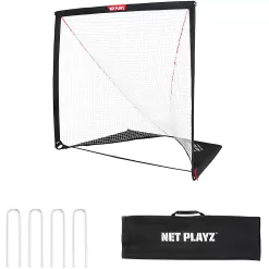 NET PLAYZ 6 x 6 x 6 Feet Lacrosse Goal Fast Install, Fiberglass Frme, Lightweight, Foldable, Portable, Carry Bag Included, Black