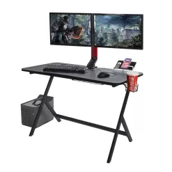 Atlantic Fire Storm Gaming Desk, Black with 24 Multicolor LEDs and 3 USB Ports