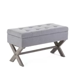 Boraam Angelina Button Tufted Storage Bench - Gray