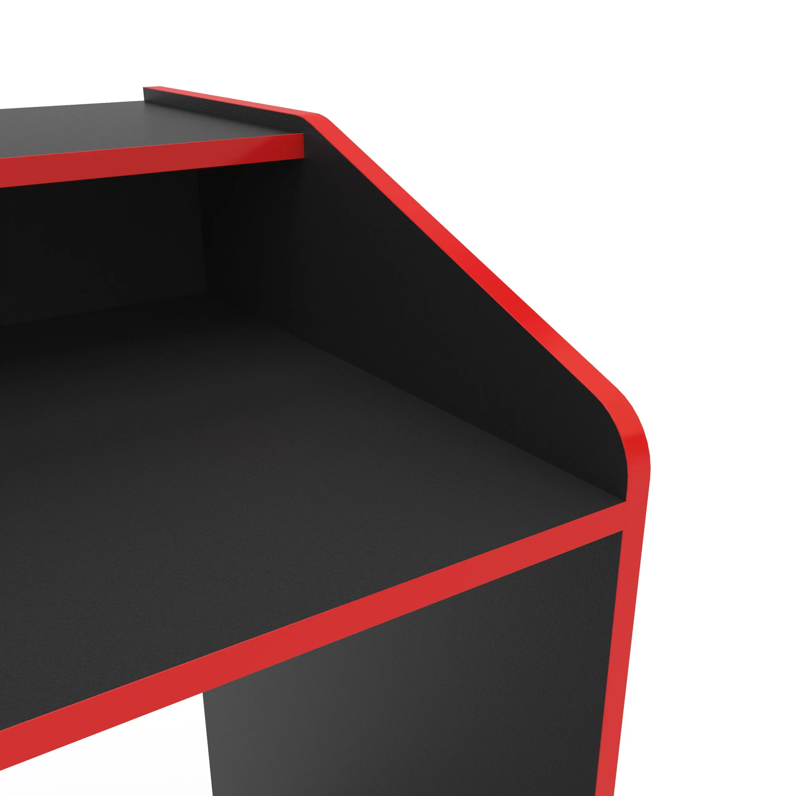 Polifurniture Legend Modern 45" Wood Gaming Desk with Monitor Stand, Black and Red Finish