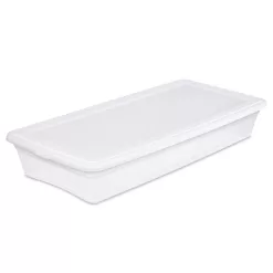 Sterilite 41 Qt Storage Box Clear Base White Lid Set of 6