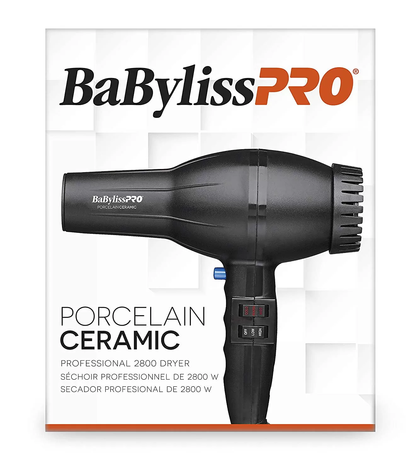 BaBylissPro Porcelain Ceramic Black 2800W Hair Dryer BP2800N