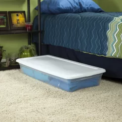 Sterilite 41 Qt Storage Box Clear Base White Lid Set of 6