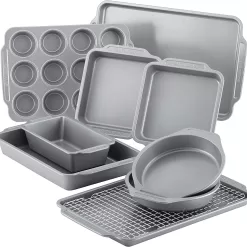 Farberware Nonstick Steel Bakeware Set, 10-Piece Set, Gray