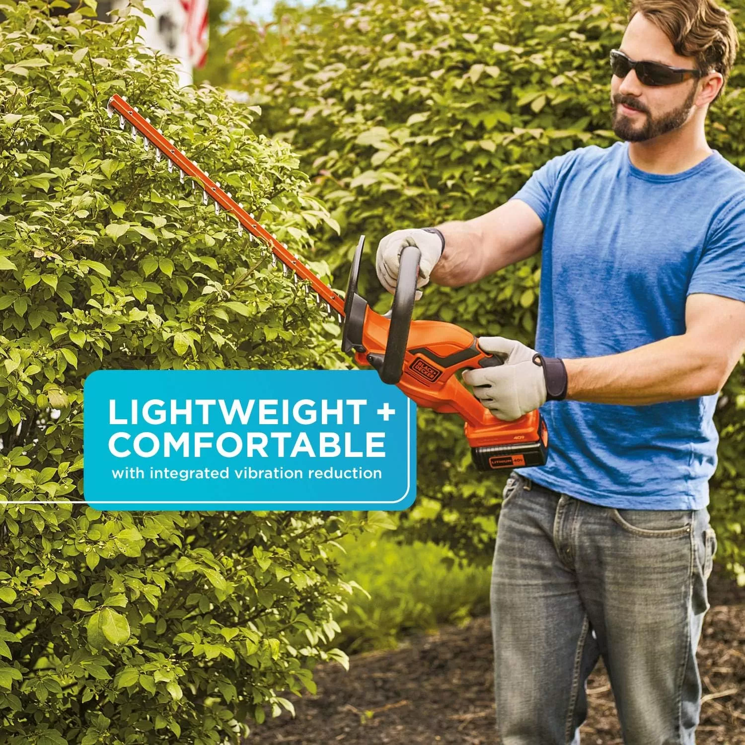 BLACK+DECKER 40V MAX* Lithium-Ion 22-Inch Cordless Hedge Trimmer (LHT2240),Red/Grey