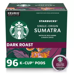 Starbucks Dark Roast K-Cup Coffee Pods Sumatra for Keurig Brewers 4 boxes (96 pods total)