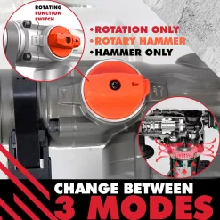 PTS Corded Rotary Hammer Drill 1”26mm 10Amp 110V Combination Rotary Hammer