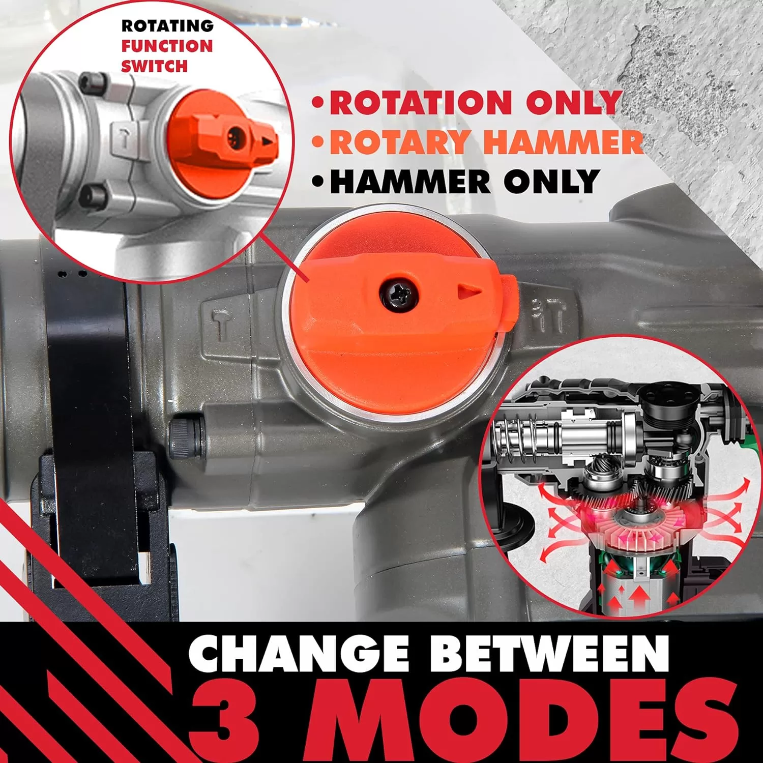 PTS Corded Rotary Hammer Drill 1”26mm 10Amp 110V Combination Rotary Hammer