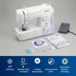 Brother LX3817 17-Stitch Portable Full-Size Sewing Machine, White