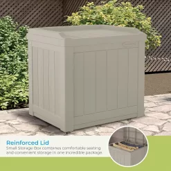 Suncast Small Deck Box-Lightweight Resin Indoor/Outdoor Storage Container, Light Taupe